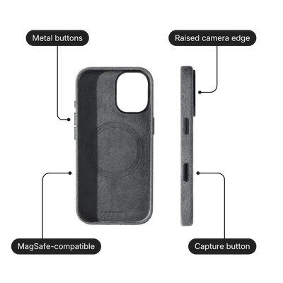iPhone 16 Alcantara Case - Concrete Grey